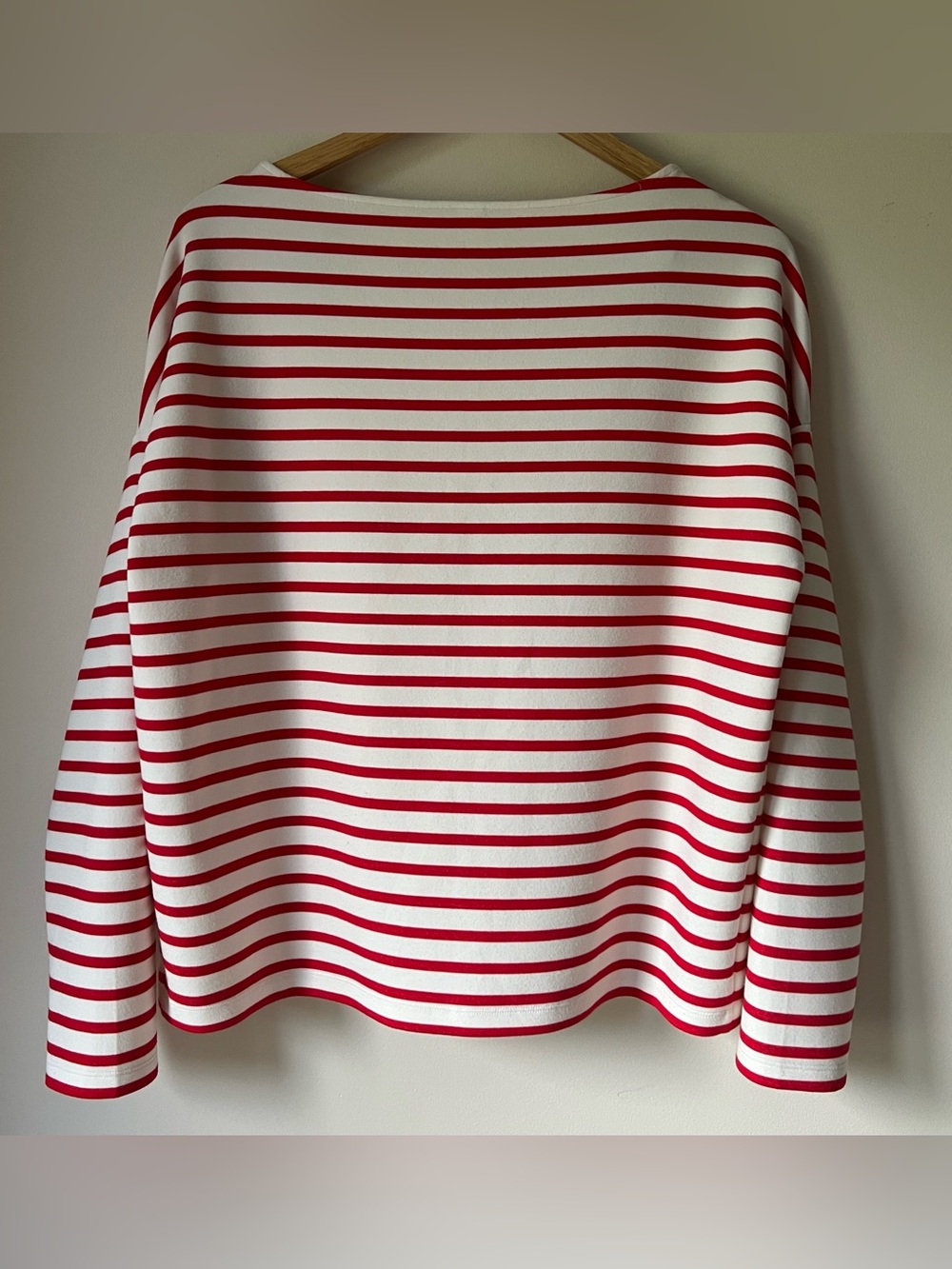Spanx AirEssentials Boatneck Top Red White Stripes Long Sleeves Nautical Size L - Picture 3 of 9